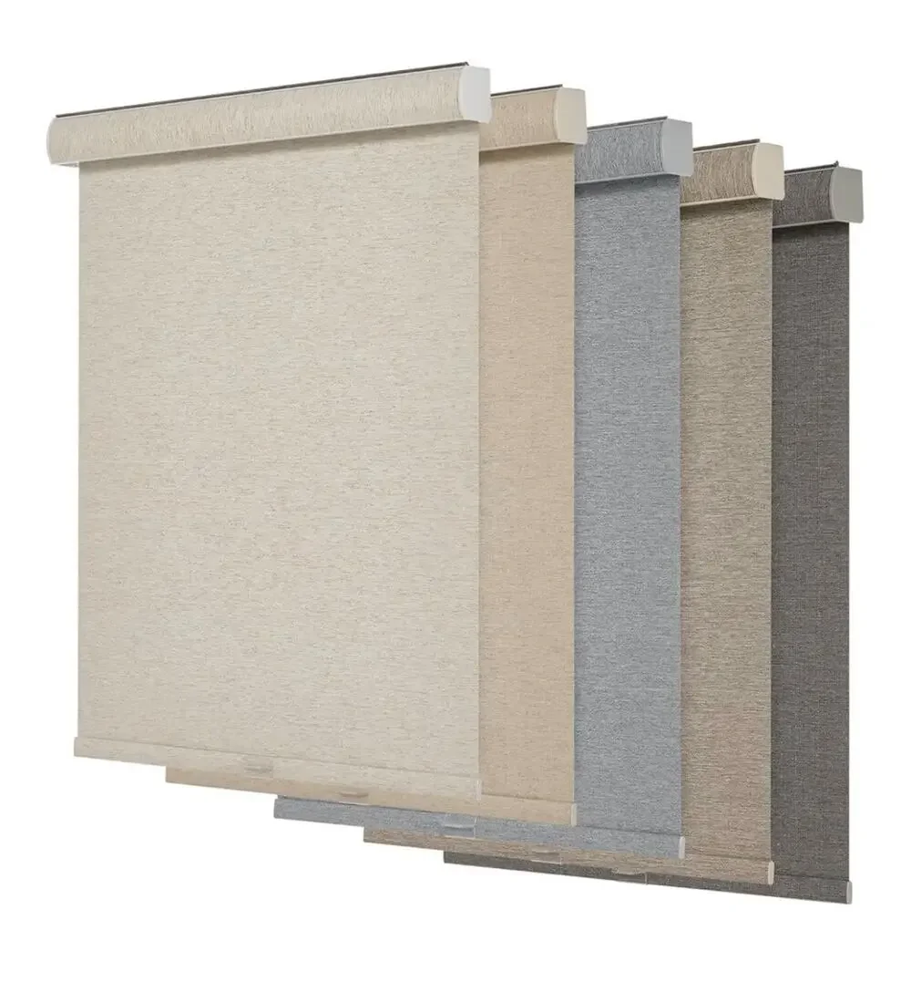 Cordless Blackout Roller Shade – Linen Textured Window Blind 22.5